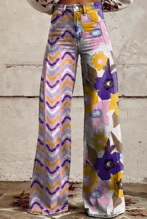 Nadia | Donna Floreale Pantaloni Boho | Comodi