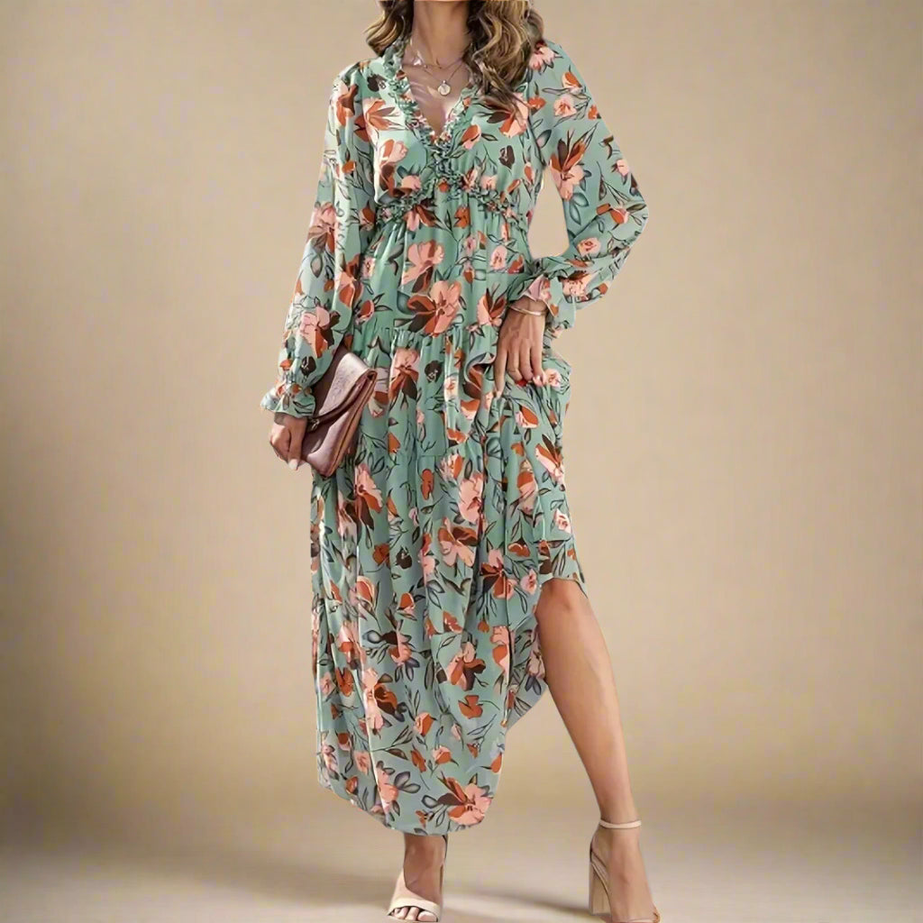 Noemi | Donna Elegante Abito Plissé | Floreale