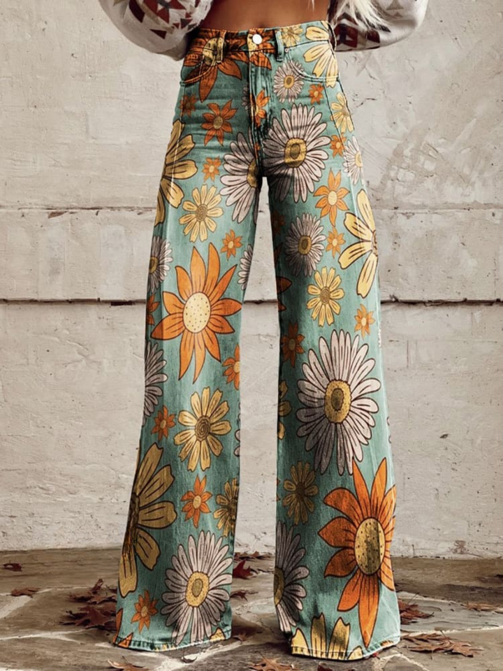 Luna | Donna Floreale Pantaloni Palazzo | Comodi
