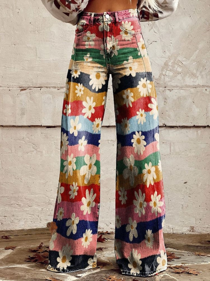 Sofia | Donna Floreali Pantaloni Eleganti | Versatili