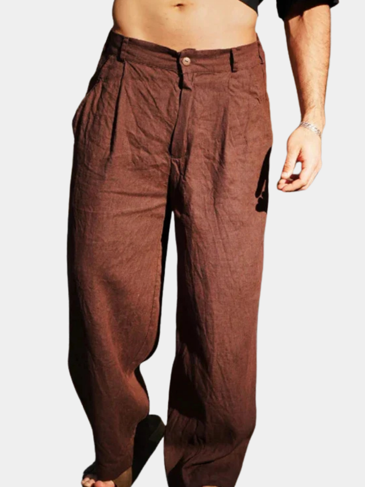 Elio | Uomo Pantaloni Larghi in Lino | Traspiranti e Comodi