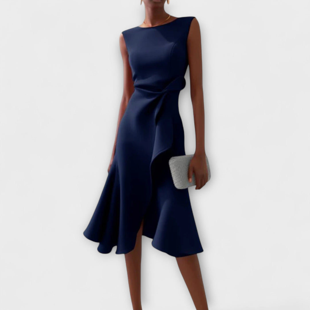 Beatrice | Donna Drappeggiato Abito Midi | Asimmetrico