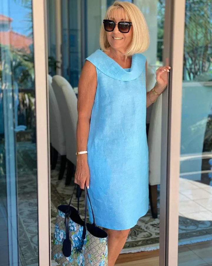 Sofia | Donna Abito Smanicato con Girocollo | Versatile e Strutturato