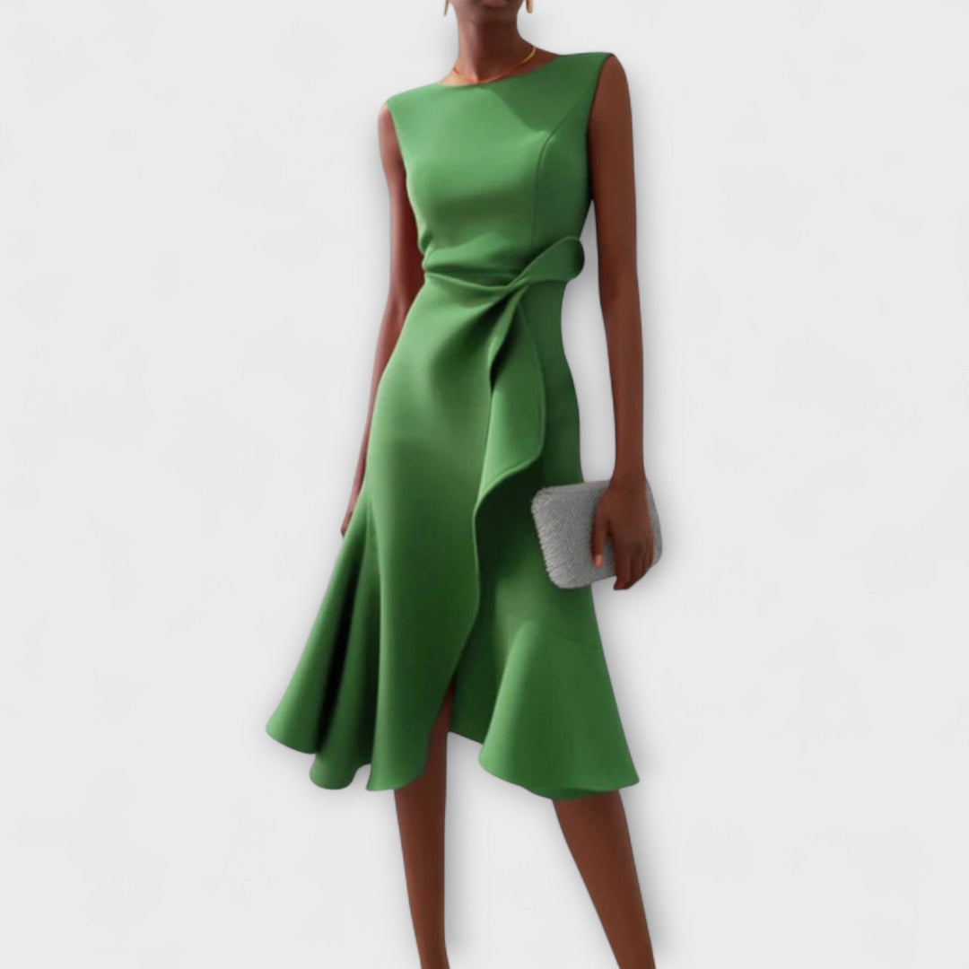 Beatrice | Donna Drappeggiato Abito Midi | Asimmetrico
