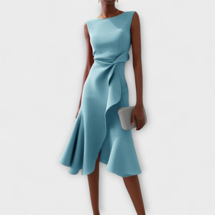 Beatrice | Donna Drappeggiato Abito Midi | Asimmetrico
