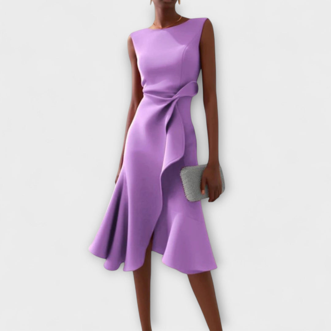 Beatrice | Donna Drappeggiato Abito Midi | Asimmetrico
