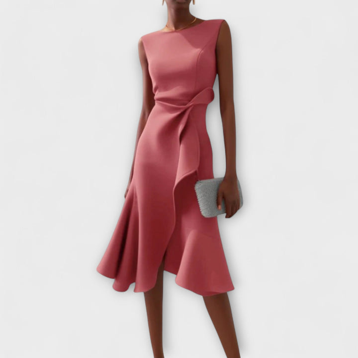 Beatrice | Donna Drappeggiato Abito Midi | Asimmetrico