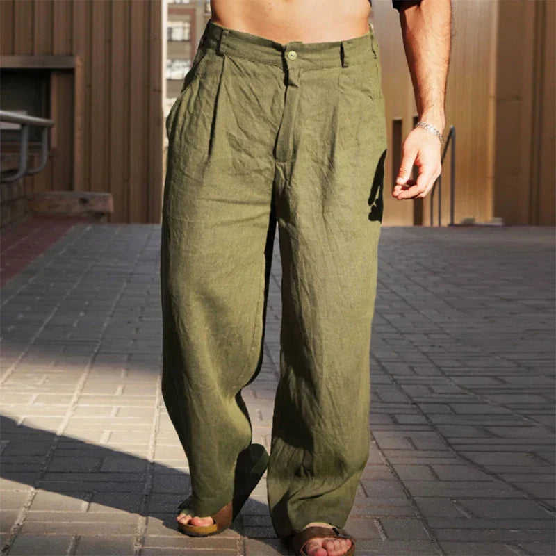 Elio | Uomo Pantaloni Larghi in Lino | Traspiranti e Comodi