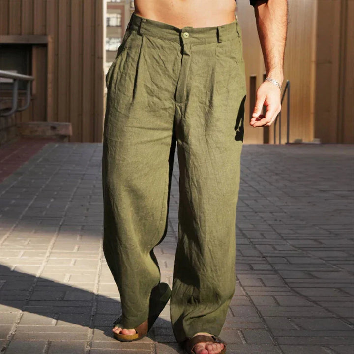 Elio | Uomo Pantaloni Larghi in Lino | Traspiranti e Comodi
