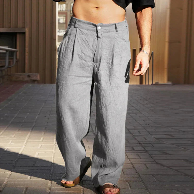 Elio | Uomo Pantaloni Larghi in Lino | Traspiranti e Comodi
