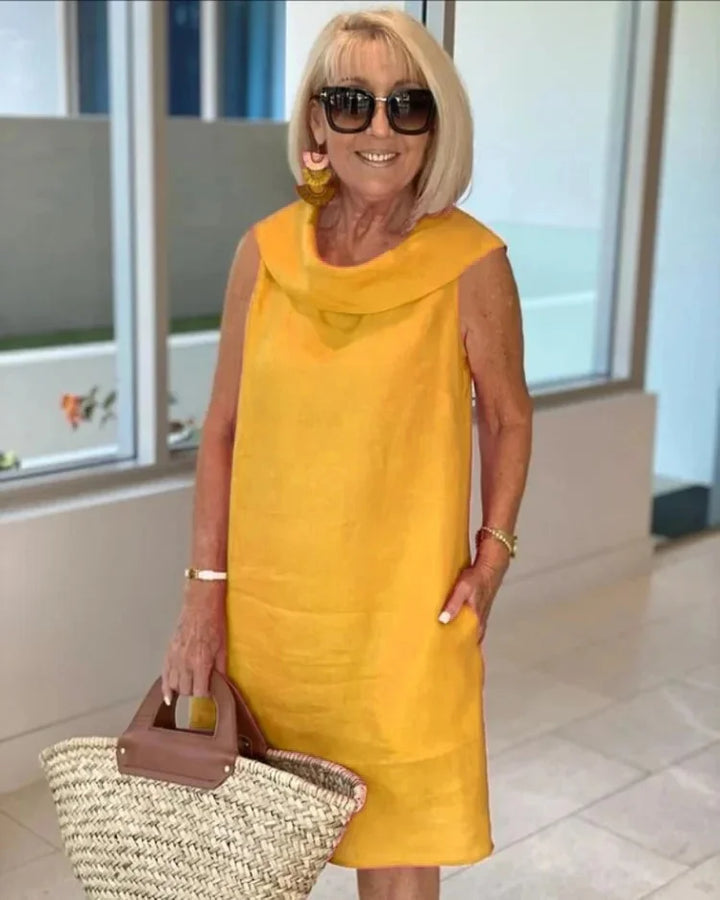 Sofia | Donna Abito Smanicato con Girocollo | Versatile e Strutturato