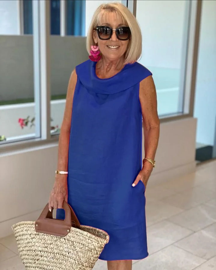 Sofia | Donna Abito Smanicato con Girocollo | Versatile e Strutturato