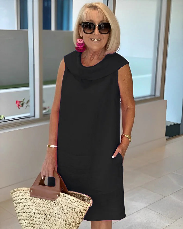 Sofia | Donna Abito Smanicato con Girocollo | Versatile e Strutturato
