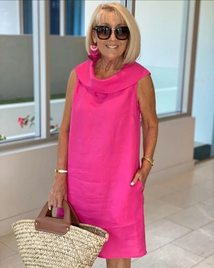 Sofia | Donna Abito Smanicato con Girocollo | Versatile e Strutturato
