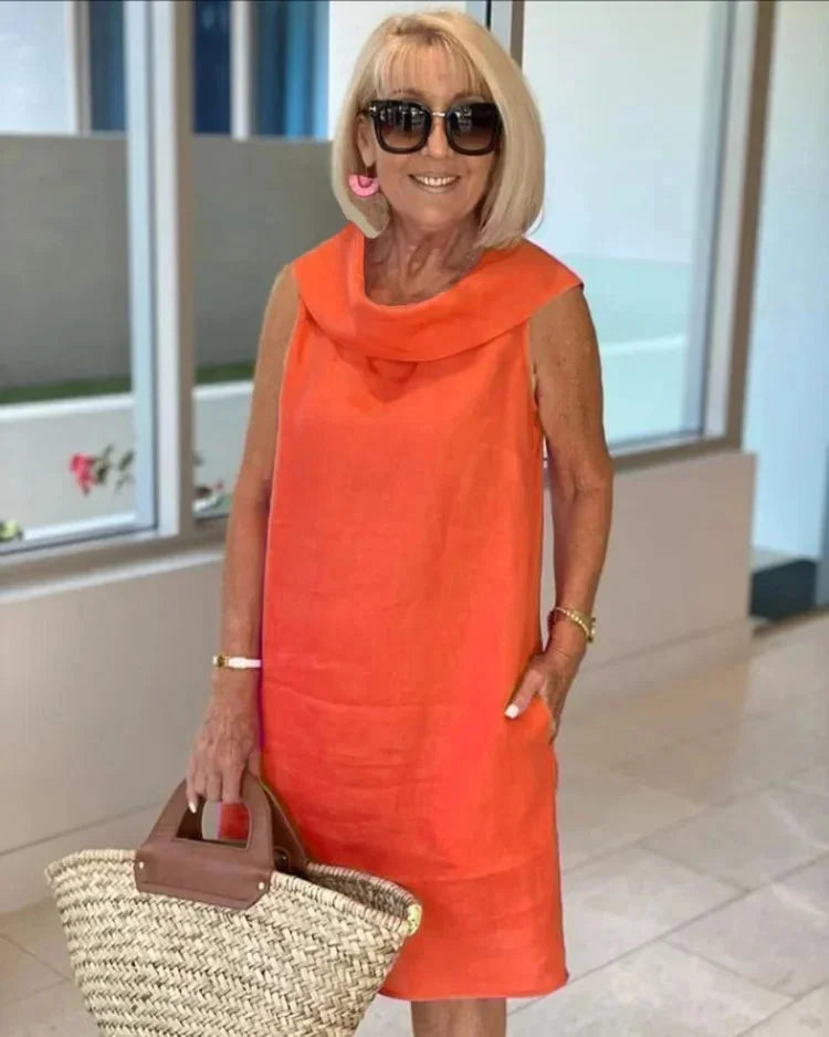 Sofia | Donna Abito Smanicato con Girocollo | Versatile e Strutturato